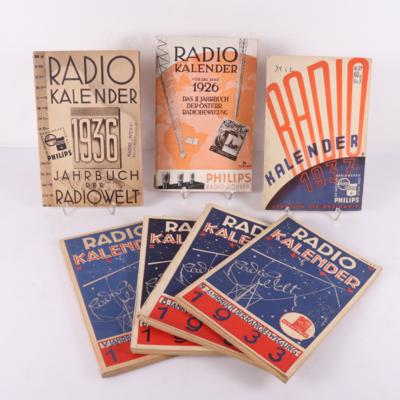 7 Stück Radiokalender - Historische Unterhaltungstechnik und Schallplatten