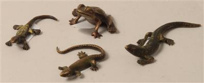 3 Eidechsen, 1 Frosch, - Summer-auction