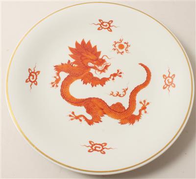 Platte mit rotem Ming-Drachen, - Sommerauktion