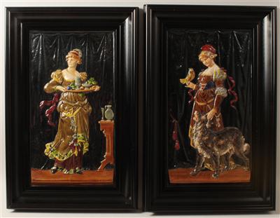 1 Paar Historismus-Wandreliefs, - Summer-auction