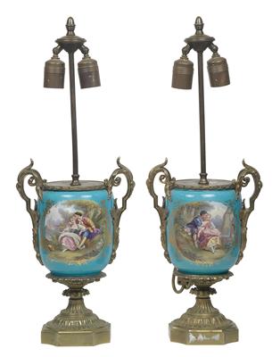 Paar Tischlampen mit "bronze doré"-Montierungen, - Antiquariato e Dipinti