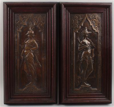 1 Paar Reliefs, - Antiques and Paintings