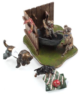 Erotische Mopsgruppe, Dackel mit Ball, Hundewelpe, - Antiquariato e Dipinti