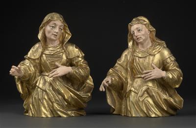 Zwei weibliche Heilige, - Antiquitäten & Bilder