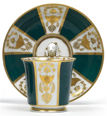 Dekor-Tasse mit Untertasse, - Antiquariato e Dipinti