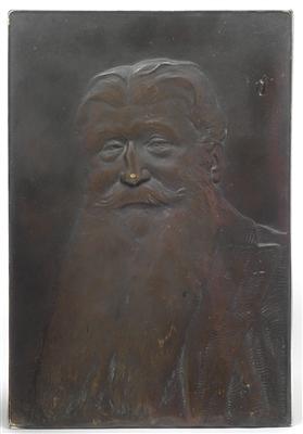 Gustav Gurschner(Mühldorf 1873-1970 Wien), Relief mit Porträtkopf, - Antiquitäten & Bilder