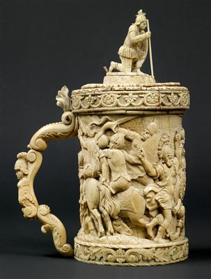 Ivory tankard with lid, - Works of Art (Furniture, Sculpture)