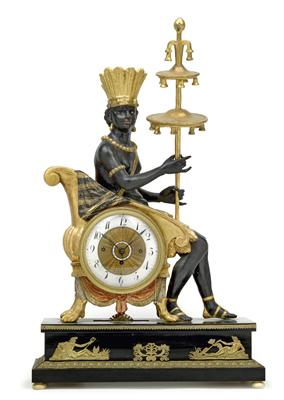 Austrian Empire mantel clock "noble savages" with eye mover - Works of Art (Furniture, Sculpture)
