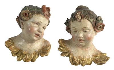 Pair of rococo angel’s heads, - Works of Art (Furniture, Sculpture)