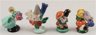 4 kleine Figuren: Biedermeier dame, - Antiques and Paintings