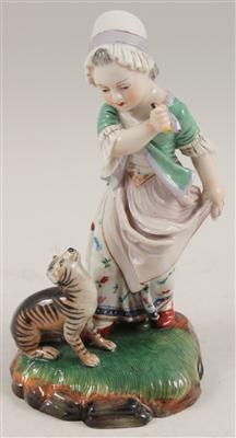 Mädchen mit Katze, - Antiques and Paintings