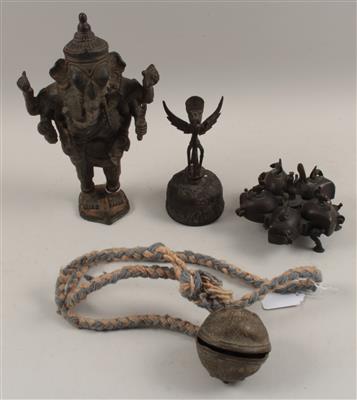 Konvolut (4 Stücke): Metall-Objekte aus Indien, Thailand und Indonesien. - Antiques and Paintings