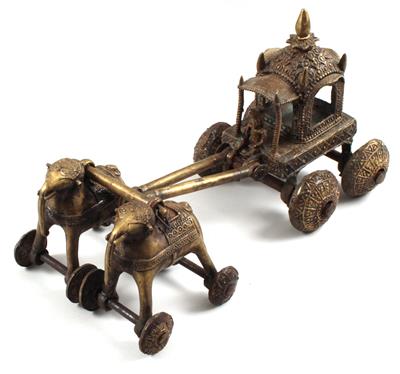 Indien: Der Wagen eines Maharadschas, von 2 Elefanten gezogen. - Antiques and Paintings