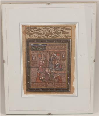 Persien, Indien: Ein Blatt aus einer indo-persischen Handschrift. - Saisonabschluß-Auktion<br>Bilder Varia und Antiquitäten