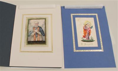 Zwei Pergamentbilder, S. Franciscus, S. Josephus - Saisonabschluß-Auktion<br>Bilder Varia und Antiquitäten
