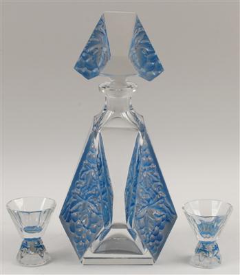 Karaffe mit Stöpsel und 2 Gläser, - Summer-auction