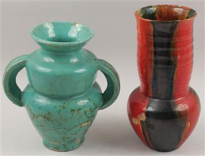 1 Henkelvase, 1 Vase, - Summer-auction