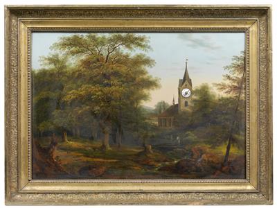 Bilderuhr "Kirche im Wald" - Summer-auction