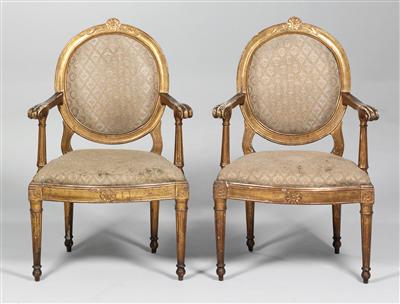 Paar Louis XVI-Armsessel, - Sommerauktion