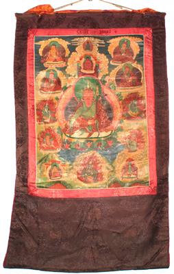 Tibet, Nepal: Ein sakrales Rollbild 'Thangka': Den Missionar und Religions-Gründer Padmasambhava darstellend. - Asta estiva