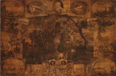 Holzplatte mit bedrucktem Dekor, - Antiques and Paintings