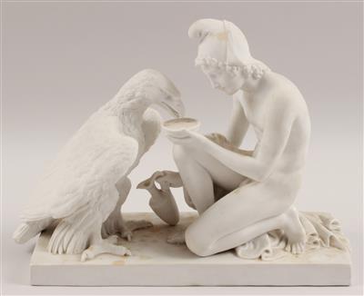 Ganymed Zeus in Gestalt des Adler eine Schale reichend, - Antiquariato e Dipinti