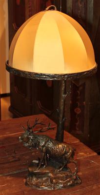 Gadék(?), Tischlampe mit röhrendem Hirsch, - Antiquariato e Dipinti