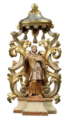 Baroque St. John Nepomuk in a shrine, - Works of Art (Furniture, Sculpture)