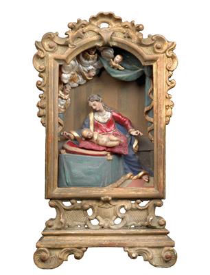 Madonna mit Kind in Schrein, - Antiquitäten (Möbel, Skulpturen)