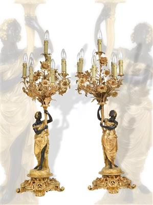 Pair of large 8-flame candelabra, - Works of Art (Furniture, Sculpture)