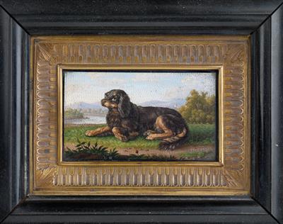 Roman micro-mosaic with picture of a dog - Works of Art (Furniture, Sculpture)