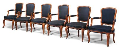 Gruppo di 6 sedie a braccioli, - Oggetti d'arte (mobili, sculture)