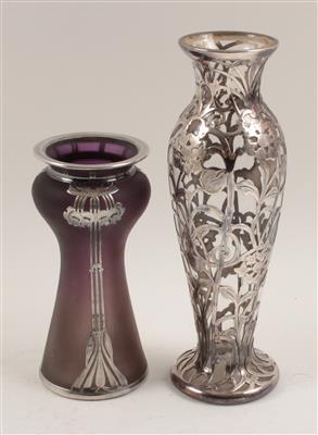 2 Vasen mit galvanischer Silberauflage, - Antiques and Paintings