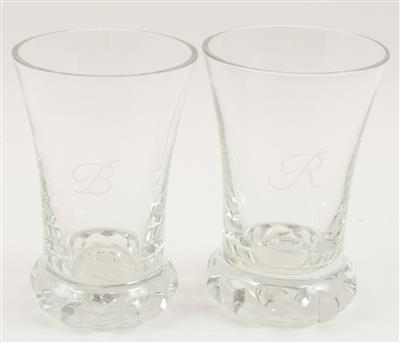 Paar Gläser mit Monogrammen R+B, - Antiquariato e Dipinti