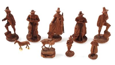 9 kleine Holzfiguren, - Saisonabschluss-Auktion Bilder Varia, Antiquitäten, Möbel/Design