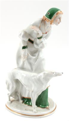 Dame mit Windhund, - Saisonabschluss-Auktion Bilder Varia, Antiquitäten, Möbel/Design