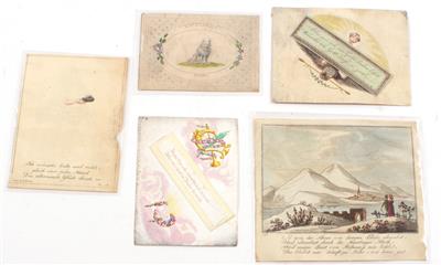 Fünf Biedermeier Glückwunschkarten, - Antiques and Paintings