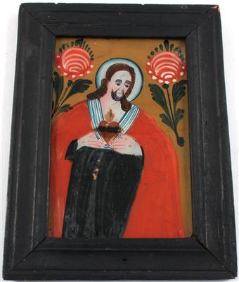 Hinterglasbild, Herz Jesu, - Antiques and Paintings