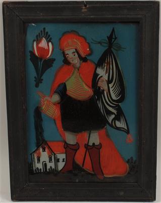 Hinterglasbild, Hl. Florian, - Saisonabschluss-Auktion Bilder Varia, Antiquitäten, Möbel/Design