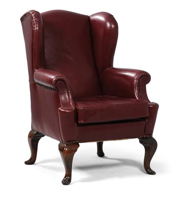 Leder - Ohrenbackenfauteuil, - Antiques and Paintings
