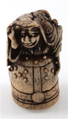 Netsuke der Kyohime auf Tempelglocke, - Saisonabschluss-Auktion Bilder Varia, Antiquitäten, Möbel/Design
