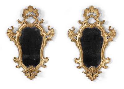 Paar italienische Barockwandspiegel, - Saisonabschluss-Auktion Bilder Varia, Antiquitäten, Möbel/Design