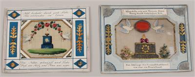 Zwei Biedermeier Glückwunschkarten, - Antiques and Paintings
