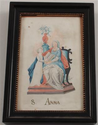 Aquarell H. Anna lehrt Maria Lesen, - Summer-auction