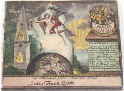 Freundschaftskarte Jahreskalender 1798, - Sommerauktion - Bilder Varia, Antiquitäten, Möbel/ Design