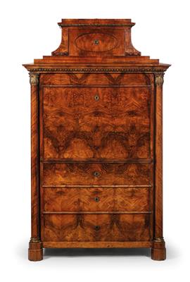 Meisterlicher Frühbiedermeier Klappsekretär, - Summer-auction