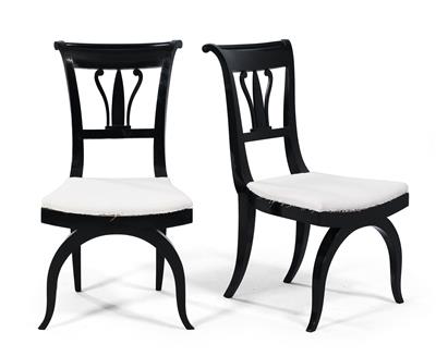 Paar schwarzer Biedermeier Sessel, - Sommerauktion - Bilder Varia, Antiquitäten, Möbel/ Design