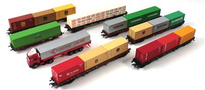 Konvolut: Märklin H0 E-Lok der DB 114 495-5 und 20 Güterwaggons, - Asta estiva