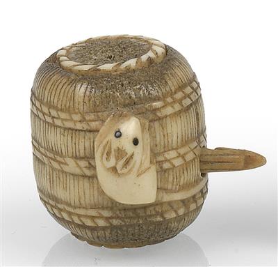 Netsuke eines Reiskorbes mit Mäusen, - Asta estiva