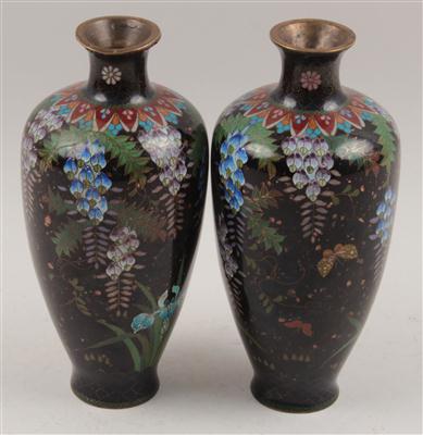 1 Paar Cloisonné-Vasen, - Summer-auction